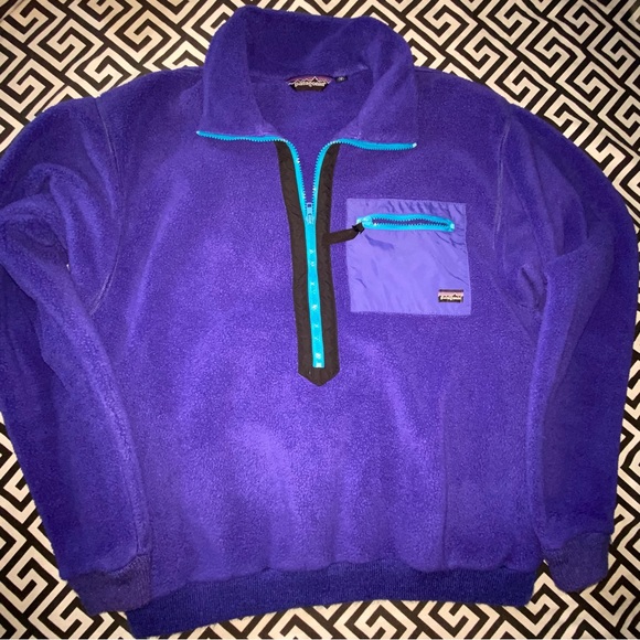 Vintage Patagonia purple retro Synchilla fleece exposed blue zipper - Picture 4 of 15